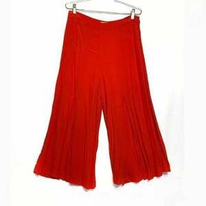 Jealous Tomato High Waist Flare Cropped Pant Split Hem Leg Red Orange SZ L